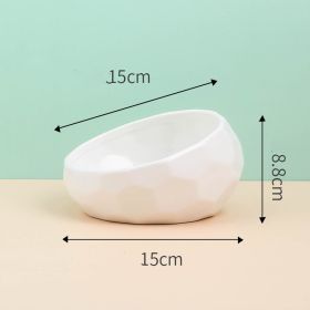 Pet Supplies Bowl Ceramic Cat Bowl Dog Bowl Oblique Mouth (Option: White)
