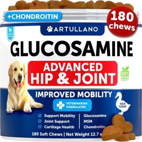 Glucosamine for Dogs Hip and Joint Supplement for Dogs with Arthritis Chews with Chondroitin Hemp Oil MSM Canine Joint Pain Relief Health Mobilit (Brand: Artullano)